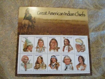 Hoja de estampillas de los grandes jefes indios americanos de Gambia como nuevas toro sentado D12 Foto 1 de 2