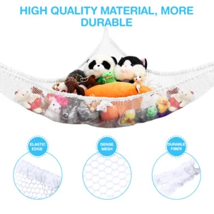 2pcs Children Room Storage Hammock Stuffed Corner Toys Holder Mesh Plush Toys - Picture 1 of 16