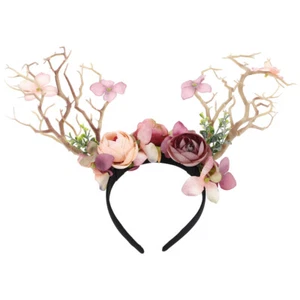 Christmas Antler Headband Funny Headdress Elk Hair Hair Accessories - Picture 1 of 12