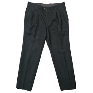 Vintage Burberry Pants Mens 34x30 Black Pelican Wool Double Pleated Twill - Picture 1 of 19