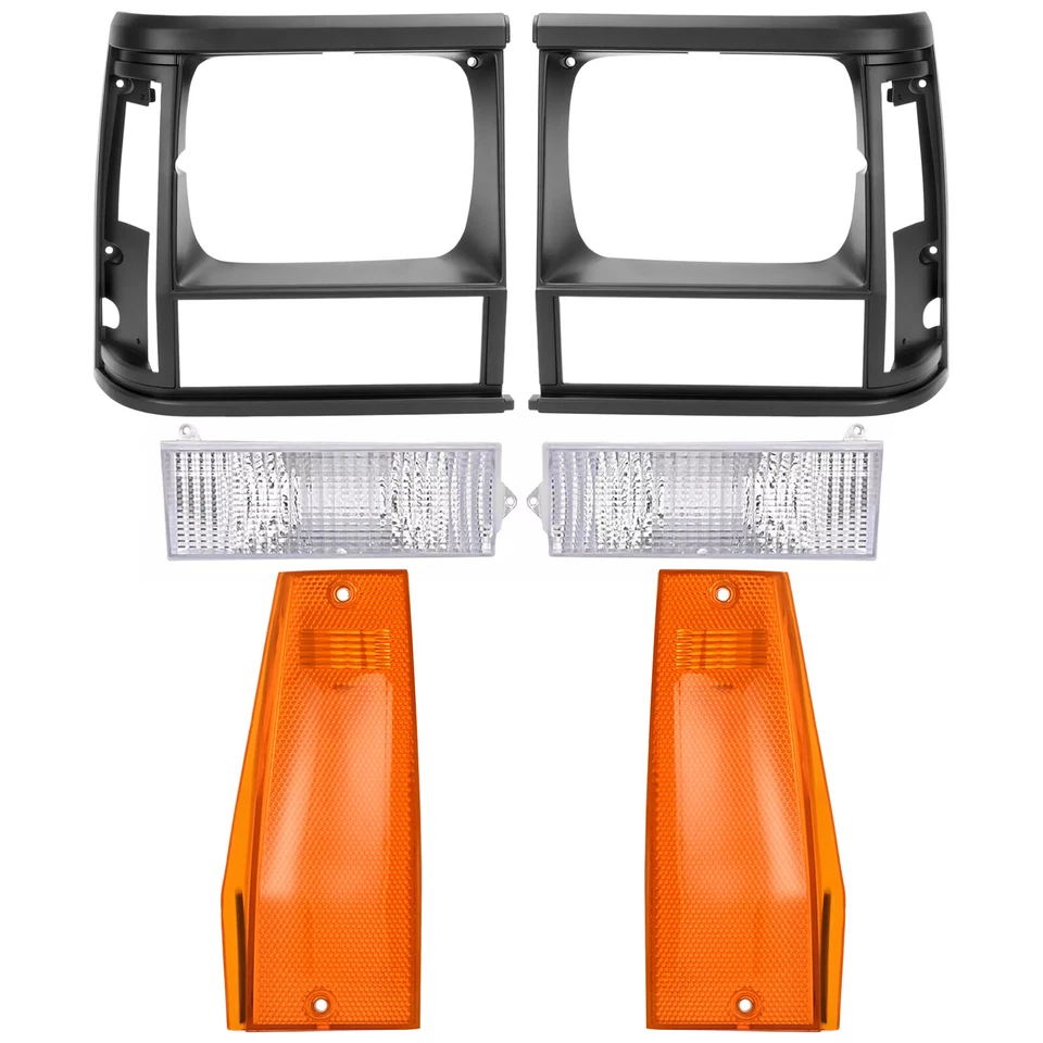6PCS Headlight Bezel Door Side Marker Parking Light Lamp For Jeep Cherokee 91-96 - Image 1 of 4