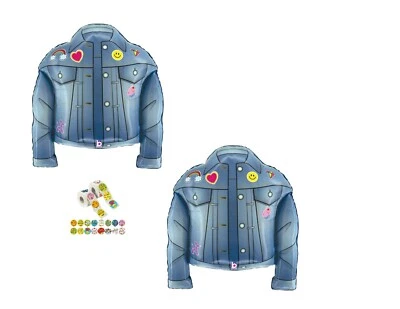 Juego de 2 Chaqueta Vaquera Denim 26"" Globo Fiesta Cumpleaños Decoraciones Patinaje Retro Foto 1 de 2