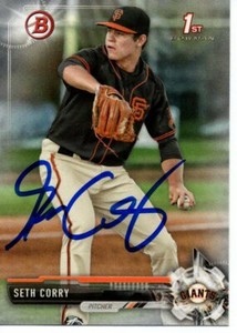 Seth Corry San Francisco Giants 2017 Bowman Draft Rookie Signed Card