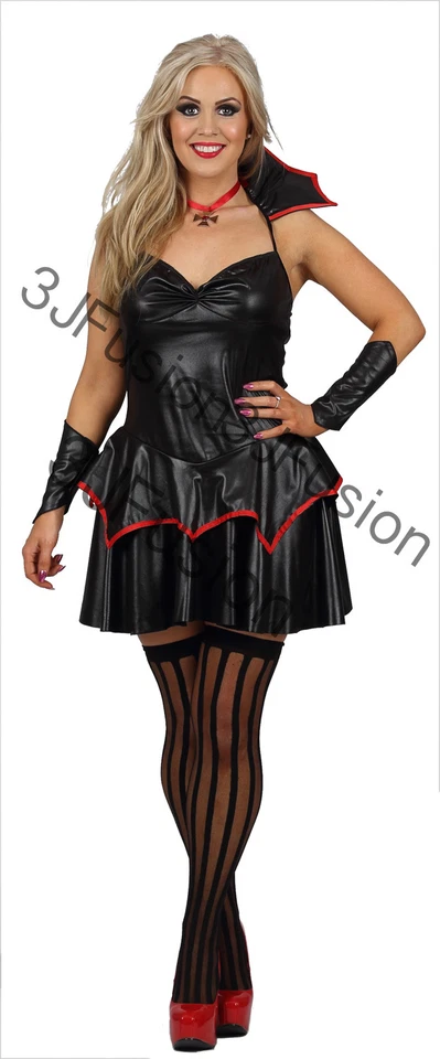 Adult Vampire Temptress Womans Fancy Dress Halloween Costume Gothic Ladies (EP) - Image 1 of 4