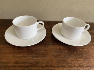 2 X MAXWELL & WILLIAMS DESIGNER HOMEWARES WHITE PORCELAIN COUP CUP &SAUCER 225ml - Picture 1 of 6