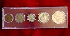 1963 set regalo da collezione 5 monete Whitman coin case 90% argento Franklin & QTR - Foto 1 di 7