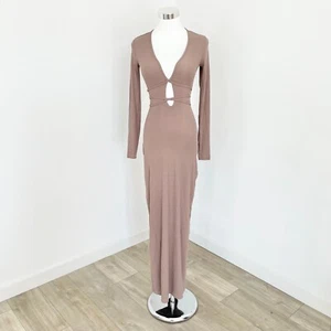 Kookai Dress Womens AU 6 FR 34 Ginger Snap Sereya Maxi Long Sleeve Cut Out New - Picture 1 of 11