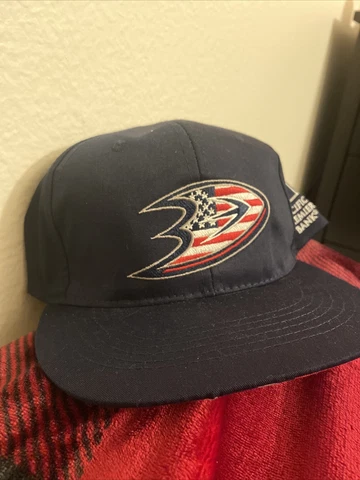Navy Blue American Flag Anaheim Ducks Hockey NHL Mens Snapback Cover