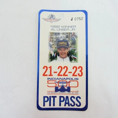 1993 Indianapolis 500 May 21-22-23 Pit Pass Credential Ticket IndyCar Indy J0752 - Image 1 of 4