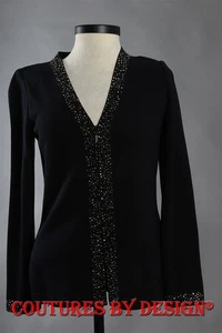St John Knits Evening Santana Black Sequined Jacket Size Petite NWT MSRP $1495 - Picture 1 of 2