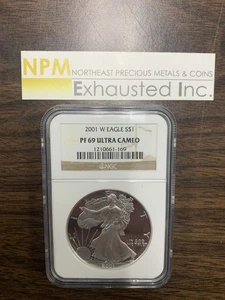 2001-W Silver American Eagle Proof Dollar NGC PF69 Ultra Cameo - Picture 1 of 2
