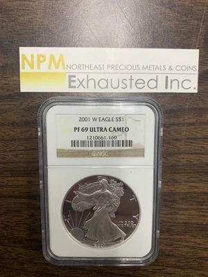 2001-W Silver American Eagle Proof Dollar NGC PF69 Ultra Cameo - Image 1 of 2