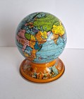 Alte Blechspardose als Globus Welt Bank Schopper Zirndorf um 1960