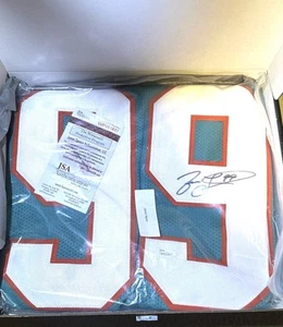 JASON TAYLOR #99 MIAMI DOLPHINS HOF 17 SIGNED AUTOGRAPHED GREEN JERSEY JSA COA * - Picture 1 of 6