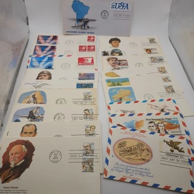 Vintage Aviation Airplane Pilot USA Theme First Day Issue Cover Card Lot 1970s - Image 1 of 4