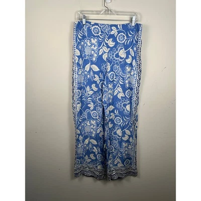 Pantalones de vestir J. McLaughlin mezcla de viscosa de seda estampados pierna ancha talla 10 usados en excelente estado Foto 1 de 4