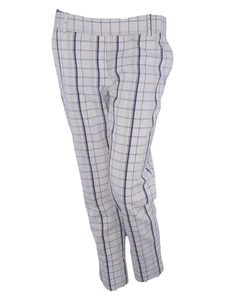 Zara Pantalone Da Donna Bianco Taglia 44 Affusolato Casual In Cotone A Quadri - Picture 1 of 13