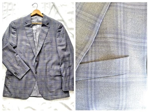 Peter Millar 100% Wool 44 T Gray Blue Windowpane Tall Sport Coat Blazer Jacket - Picture 1 of 10