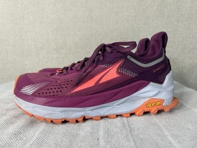 Zapatos para correr Altra Olympus 5 para mujer Vibram Trail púrpura naranja talla 7,5 Foto 1 de 4