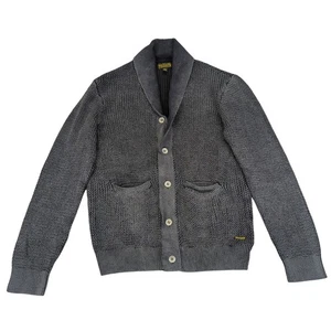 True Religion Men's Shawl Collar Knit Cardigan Sweater Size Large Gray Cotton - Picture 1 of 10