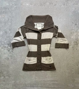 Vintage Y2K Abercrombie & Fitch Women’s M Striped Knit Cardigan Short Sleeve - Picture 1 of 6