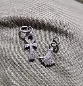 Lote de 2 Dijes de Loto Colgante de Plata de Ley 925 Antiguo Egipto Amuleto Ankh - Imagen 1 de 4