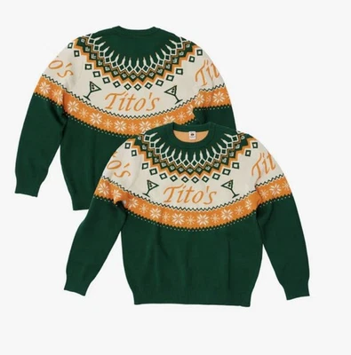 TITO'S Vodka ‘Ugly’ CHRISTMAS SWEATER 2025 Edition LET IT POUR NEW Sz Medium - Image 1 of 4
