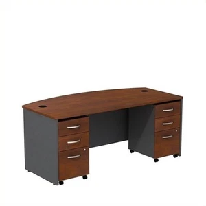 Series C 72" Bowfront Desk with Pedestal in Hansen Cherry - Engineered Wood - Picture 1 of 7