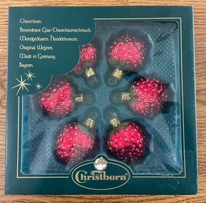 Christborn 6er Set Erdbeere Weihnachtsschmuck Grübchen gezuckert Germany - Bild 1 von 14