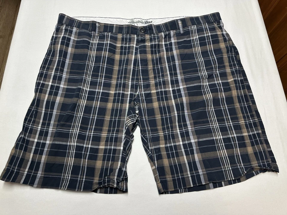Pronto Uomo Blue Shorts Mens 50  Plaid Thin Light - Image 1 of 4