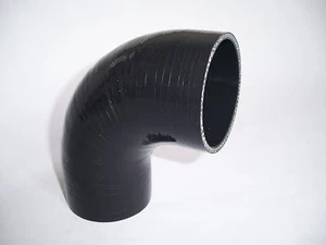 3-PLY 3" to 2.5" 90°DEGREE TURBO/INTERCOOLER/INTAKE PIPE SILICONE HOSE BLACK - Picture 1 of 1