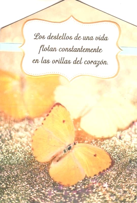 Tarjeta de felicitación española profunda simpatía dolor mariposa amarilla vida sello Foto 1 de 3