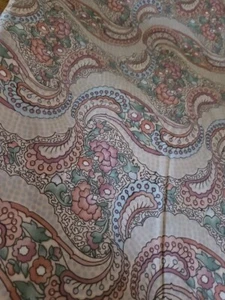 2 Large Pieces Vtg Louis Nichole Pompadour Cut Up Curtain Panels Cotton Fabric  - Picture 1 of 6