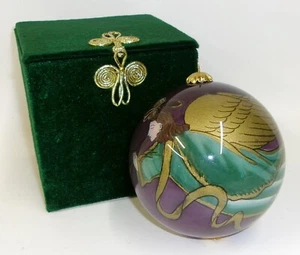 4” Tall Inside Painted Li Bien Heralding Angel Purple Christmas Ornament w/ Box - Picture 1 of 3