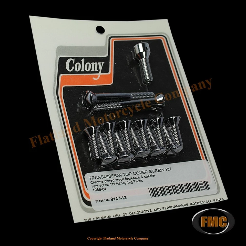 Colony 8147-13, Trans Top Cover Screw Kit, 1956-1964 Panhead, Chrome Foto 1 de 1