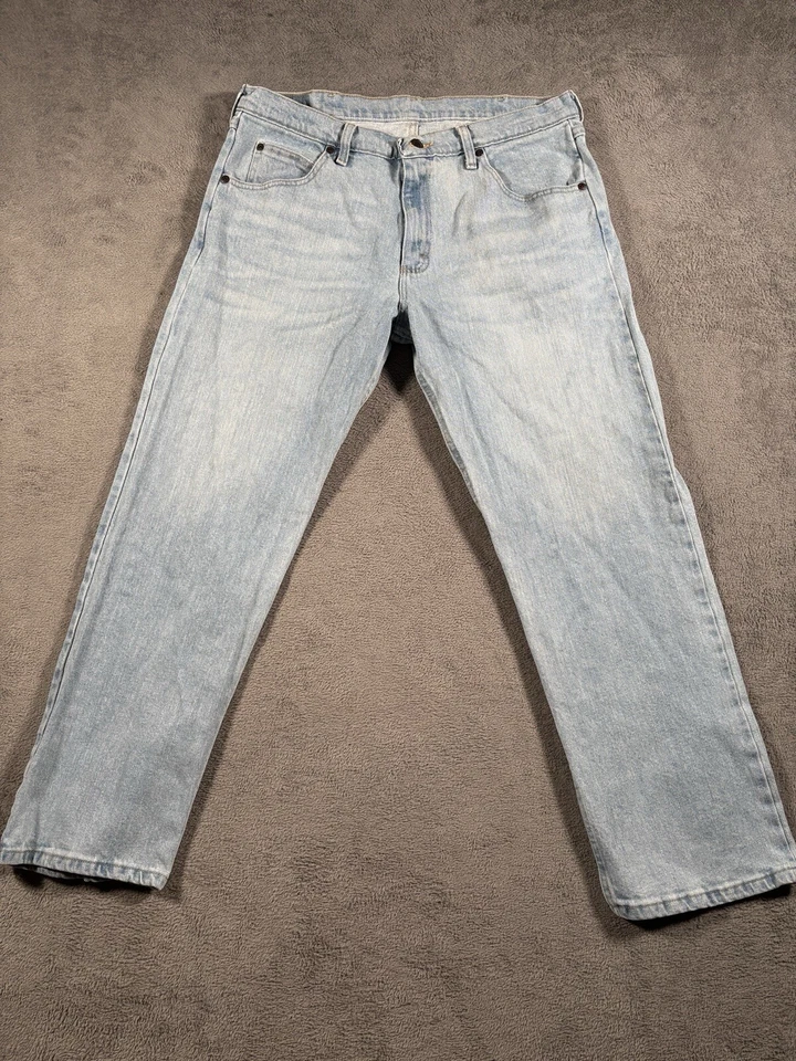 ВИНТАЖНЫЕ джинсы Wrangler для взрослых 34x30 выцветшие светло-голубые 90-е расслабленные свободного покроя - Изображение 1 из 4