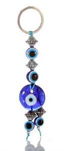 Blaue Glasperlen Griechisch Türkisch Böser Blick Schlüsselanhänger Ring Amulett Anhänger Charm - Bild 1 von 6