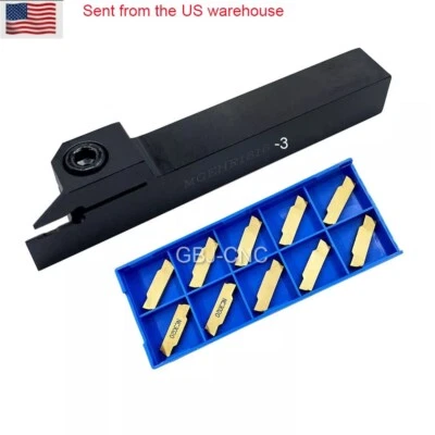 Lathe Grooving Tool Holder Grooving Cut-Off Tool Holder MGEHR1616-3 With 10pc