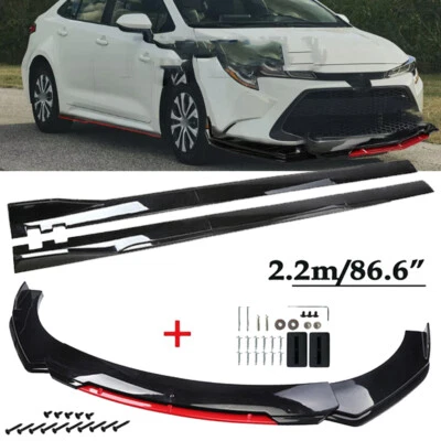 For Toyota Corolla Front Bumper Lip Spoiler Splitter+Side Skirts Extension 86.6" - Image 1 of 4
