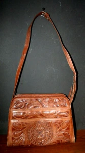 Bolso de Hombro Azteca de Colección de Cuero Mexicano Hecho a Mano - Imagen 1 de 12