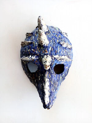 Silver Blue Dinosaur/Creature Handmande OOAK Mask Adult or Wall Art - Image 1 of 4