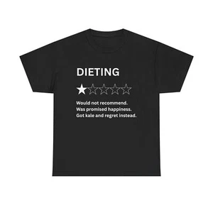 Funny 1 Star Review Unisex Tee Shirt Dieting Kale Regret  T-Shirt Apparel Humor - Picture 1 of 137
