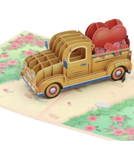 Biglietto pop up San Valentino, biglietti di auguri auto cuore, biglietto pop-up - Foto 1 di 7