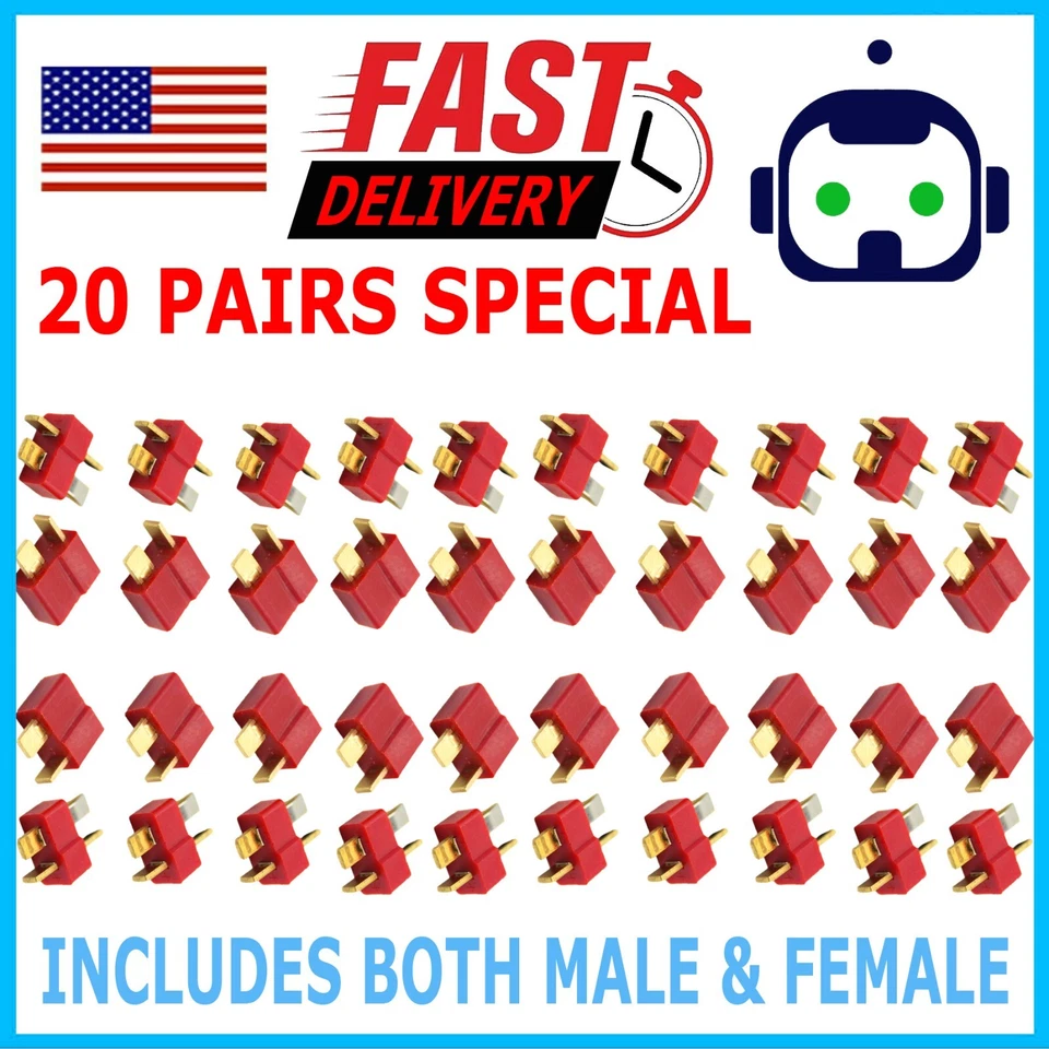 Ultra T-Plug 40 pcs Male/Female Deans Connectors Lipo - Image 1 of 4