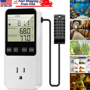 Termostato Digital Temperatura Humedad Controlador Enchufe de Salida con Alarma 120V - Imagen 1 de 10
