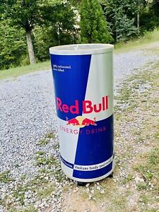 VINTAGE 2002 38” Red Bull Energy Drink Can Display Fridge Cooler Man Cave Garage