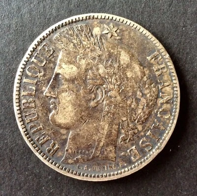 France - Gvt.Défense Nationale - Monnaie 5 Francs 1871 K (M) - sans Légendes (2) - Image 1 of 2