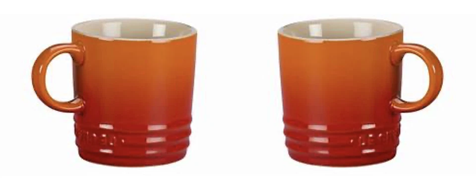 Juego de 2 tazas de llama naranja Le Creuset café té gres nuevo Foto 1 de 1