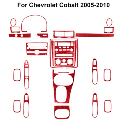 26Pcs For Chevrolet Cobalt 2005-10 Red Carbon Fiber Interior Full Kit Cover Trim - Image 1 of 4