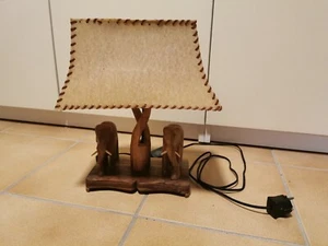 Tischlampe geschnitzter Lampenfuss mit Elefantenmotiv - Bild 1 von 8